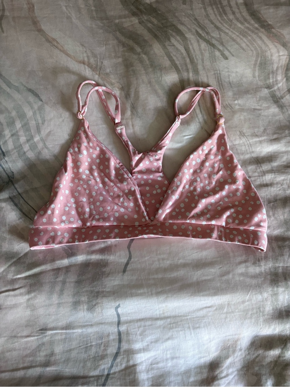 Midori Pink Polka Dot Triangle Bikini Top